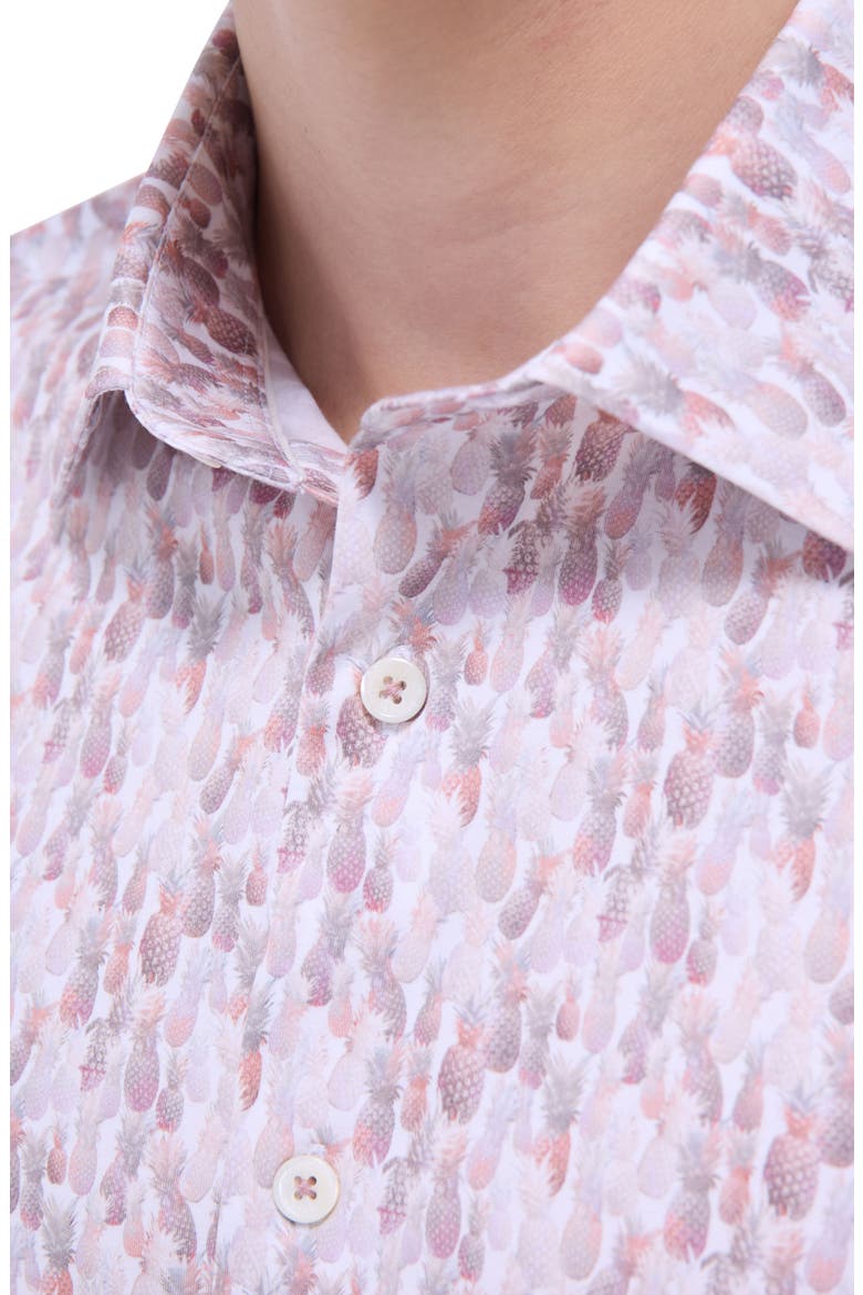 Miles OoohCotton® Pineapple Print Short Sleeve Button-Up Shirt, Alternate, color, BRICK