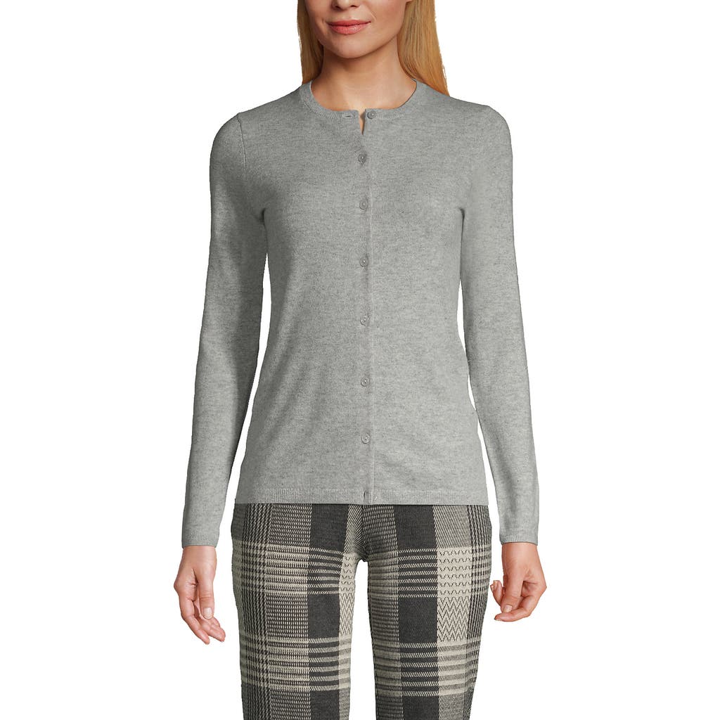 Lands' End Tall Classic Cashmere Cardigan Sweater In Gray
