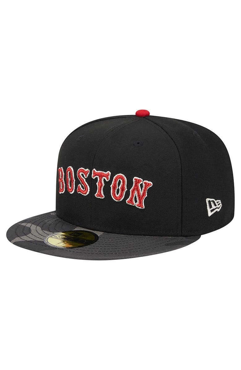 New Era Men's New Era Black Boston Red Sox Metallic Camo 59FIFTY Fitted Hat, Alternate, color, Black