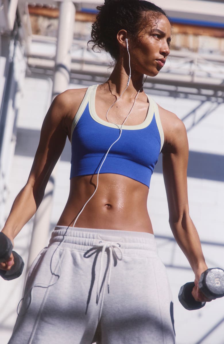 Free People FP Movement Go To Colorblock Sports Bra, Alternate, color, Electric Shock Combo