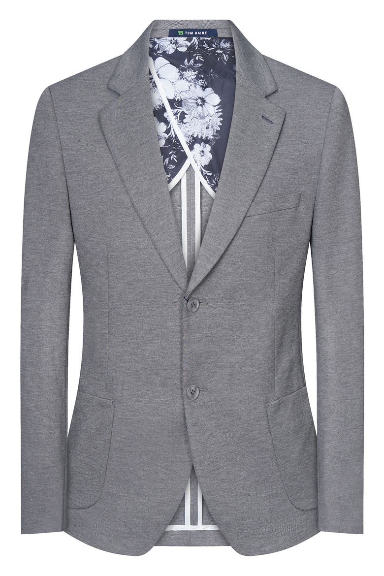 Notch Collar Two Button 4-Way Stretch Jacket, Alternate, color, SILVER