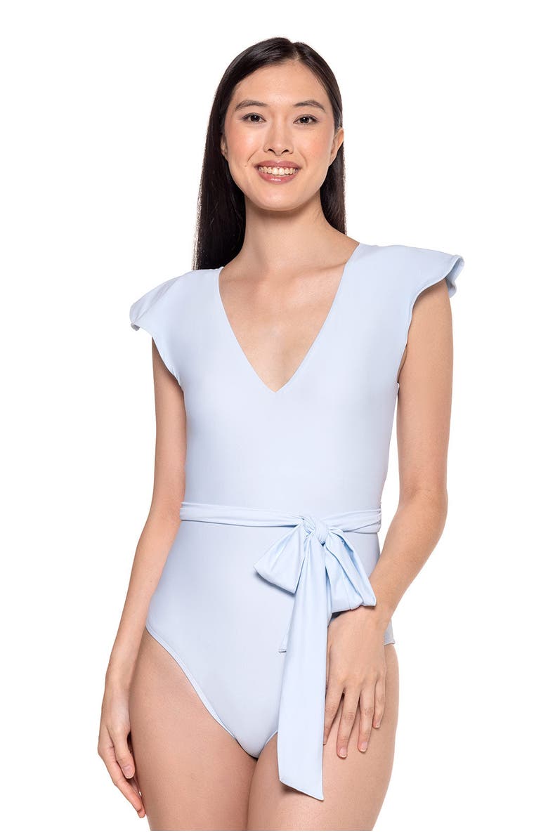 Coolibar Flutter Sleeve Swimsuit - UPF 50+ Sun Protection - Coconut Grove, Main, color, Skyride