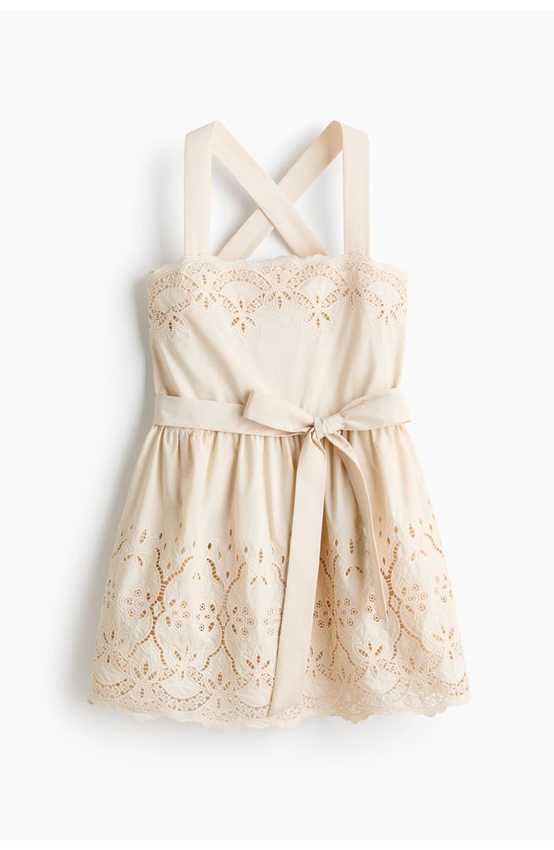 H&M Dress with eyelet embroidery, Main, color, Light Beige