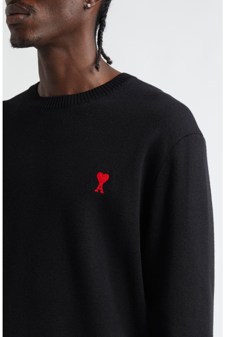 Ami de Coeur Wool Crewneck Sweater, Alternate, color, BLACK