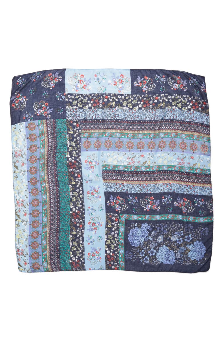 Collection XIIX Ditsy Floral Patchwork Scarf, Alternate, color, Navy Night