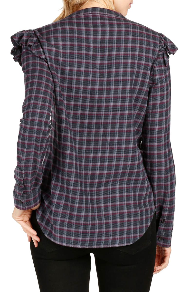 PAIGE Jenelle Ruffle Plaid Shirt, Alternate, color, 