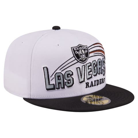 Men's New Era White/Black Las Vegas Raiders Retro Swoop 59FIFTY Fitted Hat