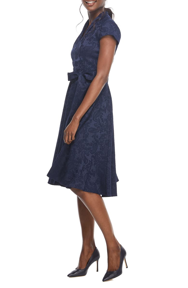 Gal Meets Glam Collection Gloria Paisley Jacquard Fit & Flare Dress, Alternate, color, 