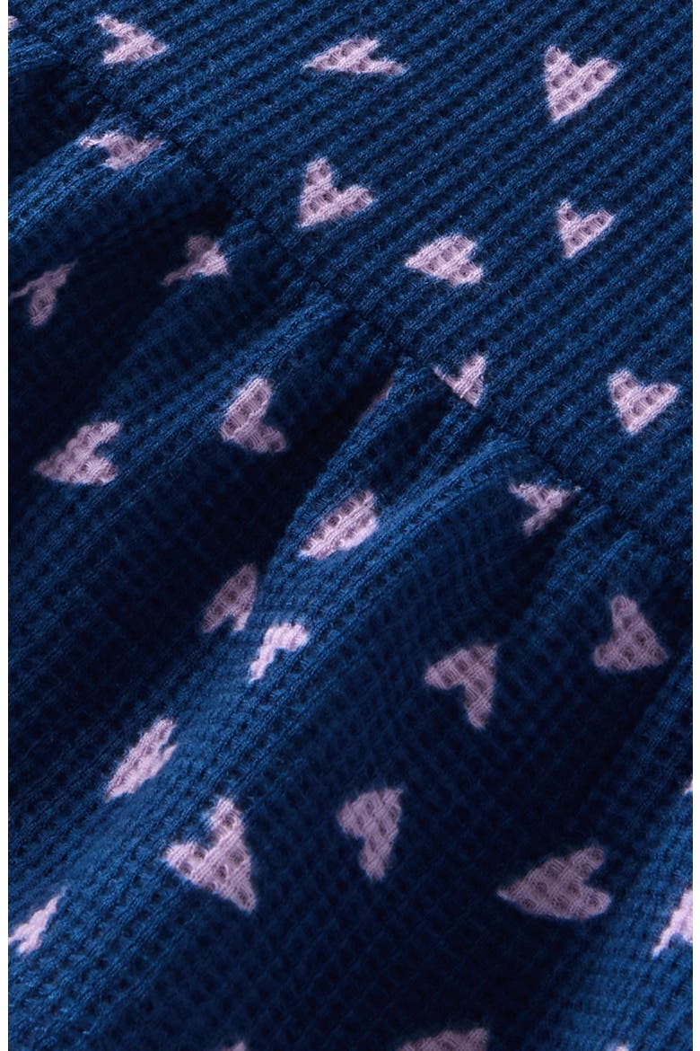 Kids' Two-Piece Waffle Knit Ruffle Pajamas, Alternate, color, NAVY PURPLE HEARTS