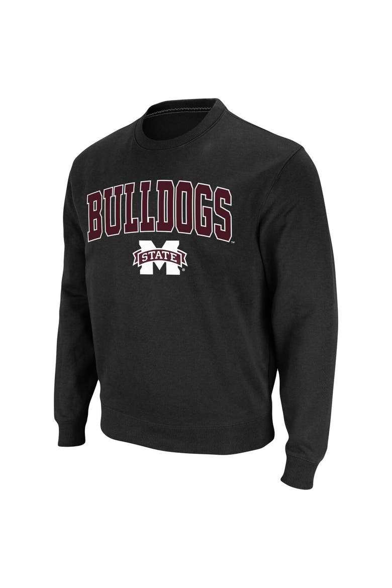 Men's Colosseum Black Mississippi State Bulldogs Arch & Logo Tackle Twill Pullover Sweatshirt, Alternate, color, Black