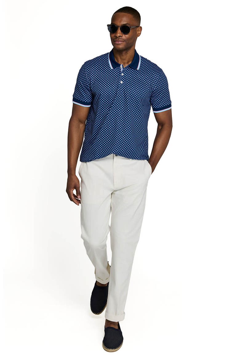Slim Fit Square Dot Short Sleeve Polo, Alternate, color, NAVY/PINK