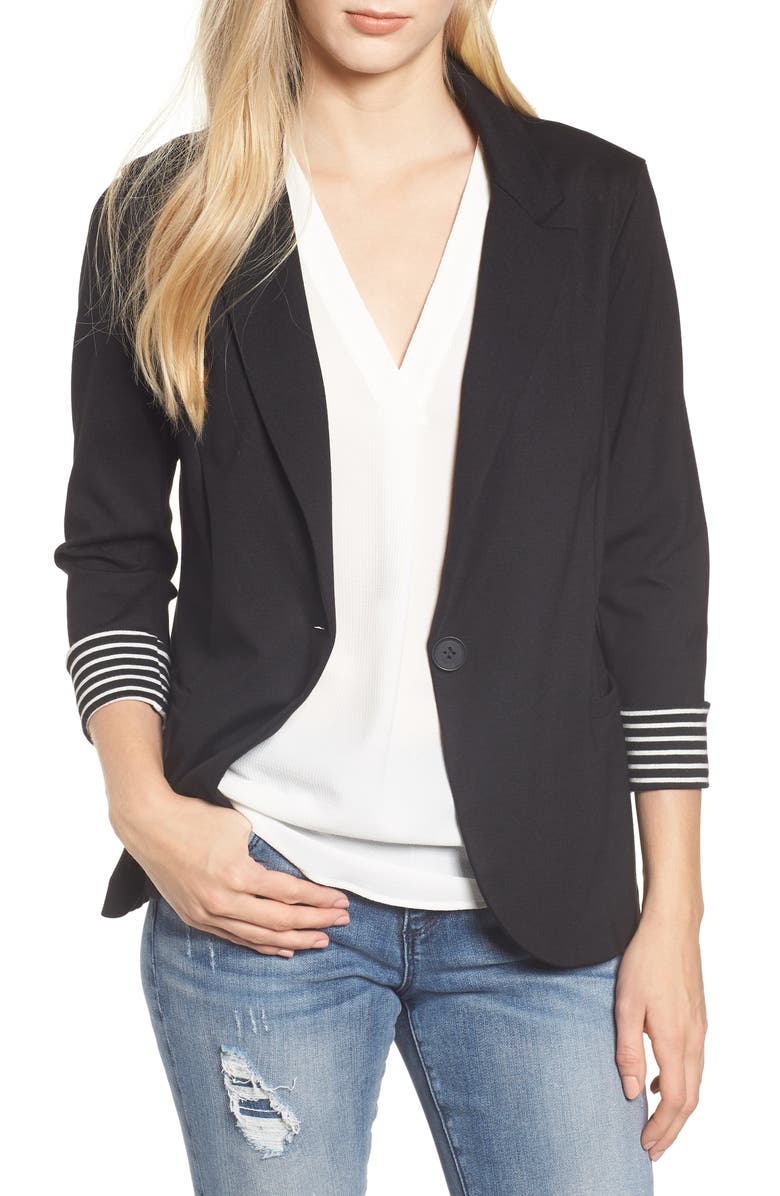GIBSONLOOK Gibson Roll Sleeve Knit Blazer, Main, color,