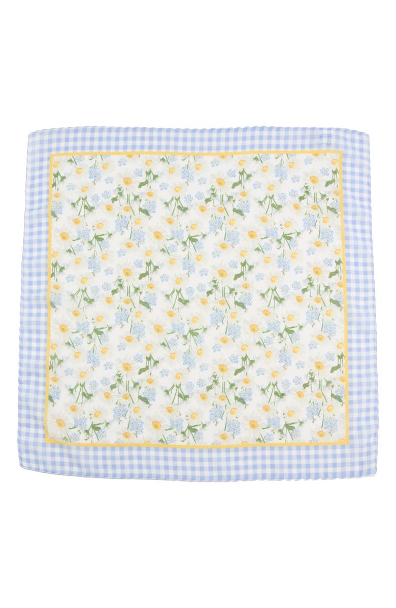 Viens Avec Moi Picnic Flowers Mini Silk Scarf, Alternate, color, Lilac And Yellow