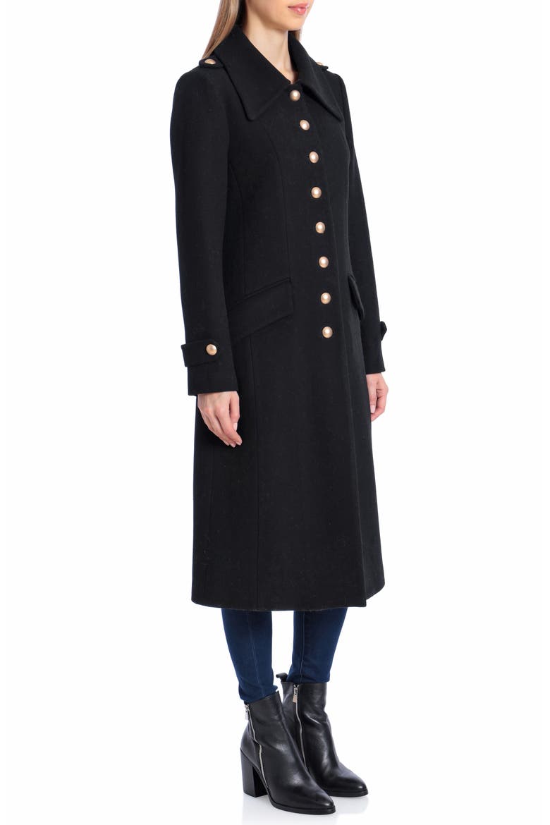 Wool Blend Fit & Flare Coat, Alternate, color, BLACK