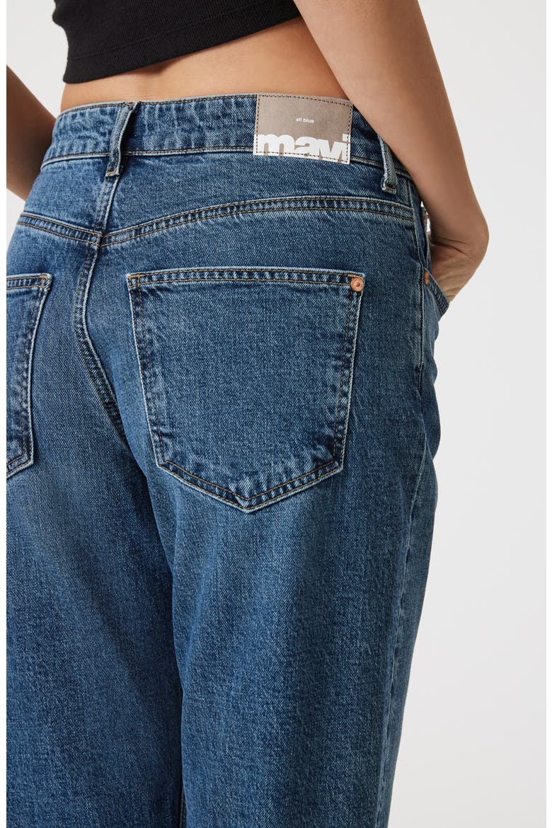 Savannah Cuff High Waist Raw Hem Wide Leg Jeans, Alternate, color, SHADED CLASSIC BLUE