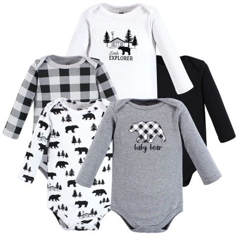 Five-Piece Collection of Long-Sleeve Cotton Bodysuits