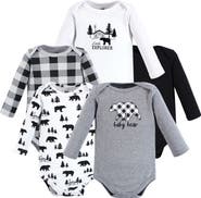 Hudson Baby Five-Piece Collection of Long-Sleeve Cotton Bodysuits