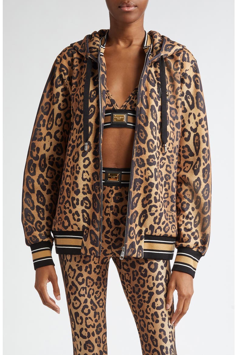 Leopard Print Logo Bra Top, Main, color, LEOPARD