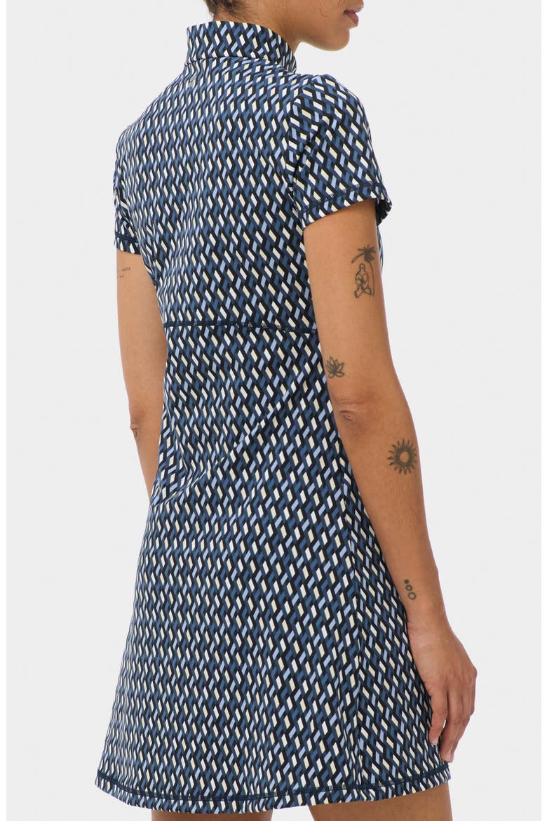 Power Tennis Quarter Zip Minidress, Alternate, color, BLUE LINKED GEO PRINT