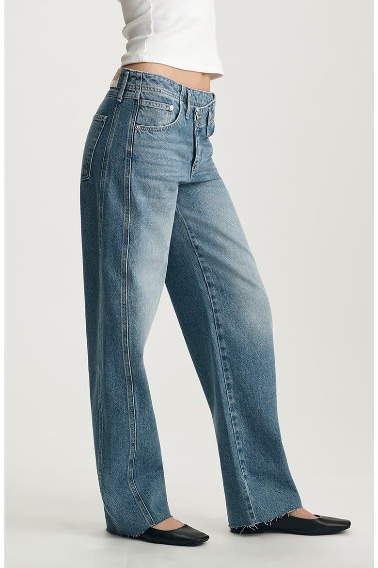 Nica Crossover High Waist Barrel Leg Jeans, Alternate, color, MID BRUSHED DENIM