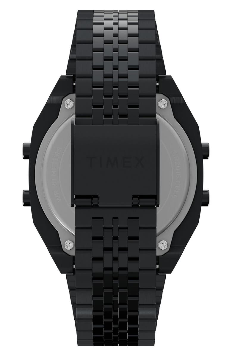 Timex<sup>®</sup> T80 Black Digital Stainless Steel Bracelet Watch, 36mm, Alternate, color, Black