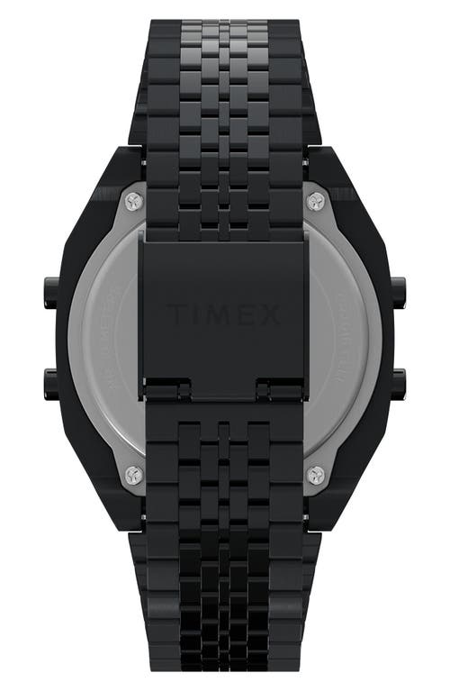 Timex ® T80 Black Digital Stainless Steel Bracelet Watch, 36mm In Black