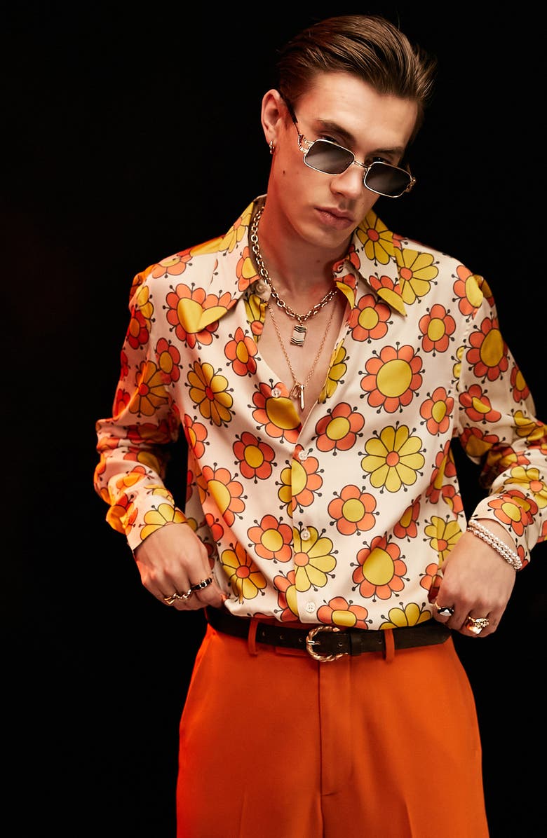 ASOS DESIGN '70s Floral Button-Up Shirt, Main, color,