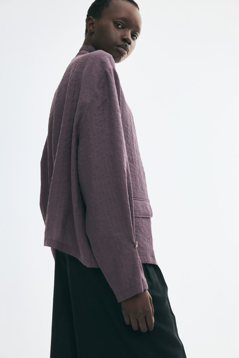 Textured-Weave Button-Detail Shirt, Alternate, color, Dark purple