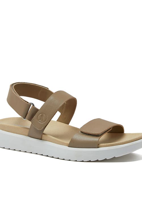 Lands' End Comfort Adjustable Leather Sandals In Khaki