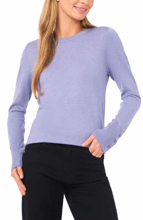 Halogen® Button Cuff Crewneck Sweater