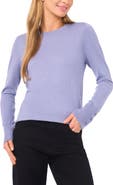 Halogen® Button Cuff Crewneck Sweater
