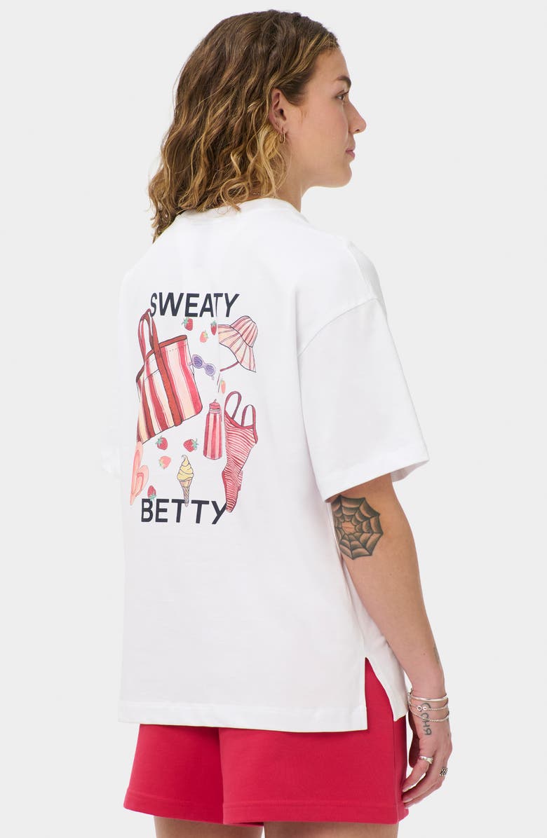 Sweaty Betty Holiday Graphic T-Shirt, Alternate, color, White Equipment Print