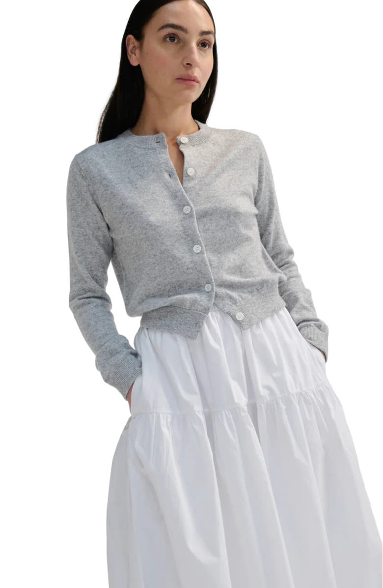 Almina Concept Classic Crew Wool Cardigan, Alternate, color, Light Grey