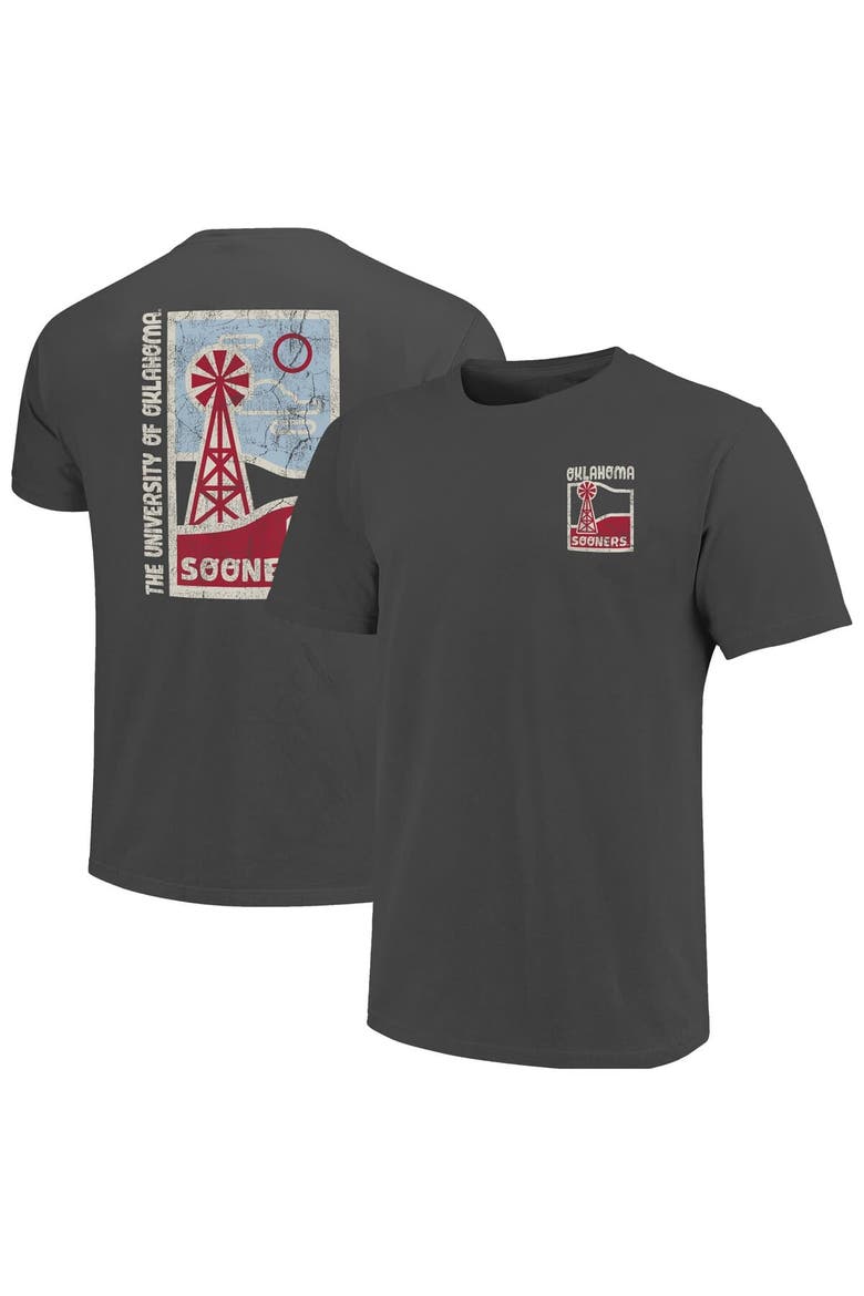Men's  Graphite Oklahoma Sooners Comfort Colors Minimal Vista Distressed Graphics T-Shirt, Alternate, color, Graphite
