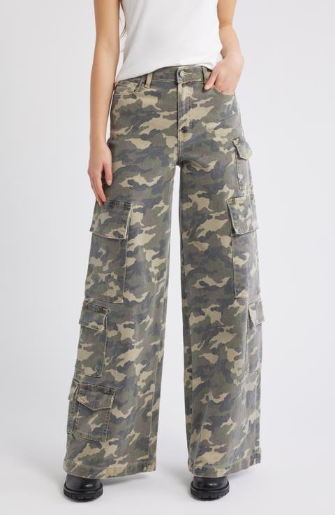 Camo Wide Leg Cargo Pants