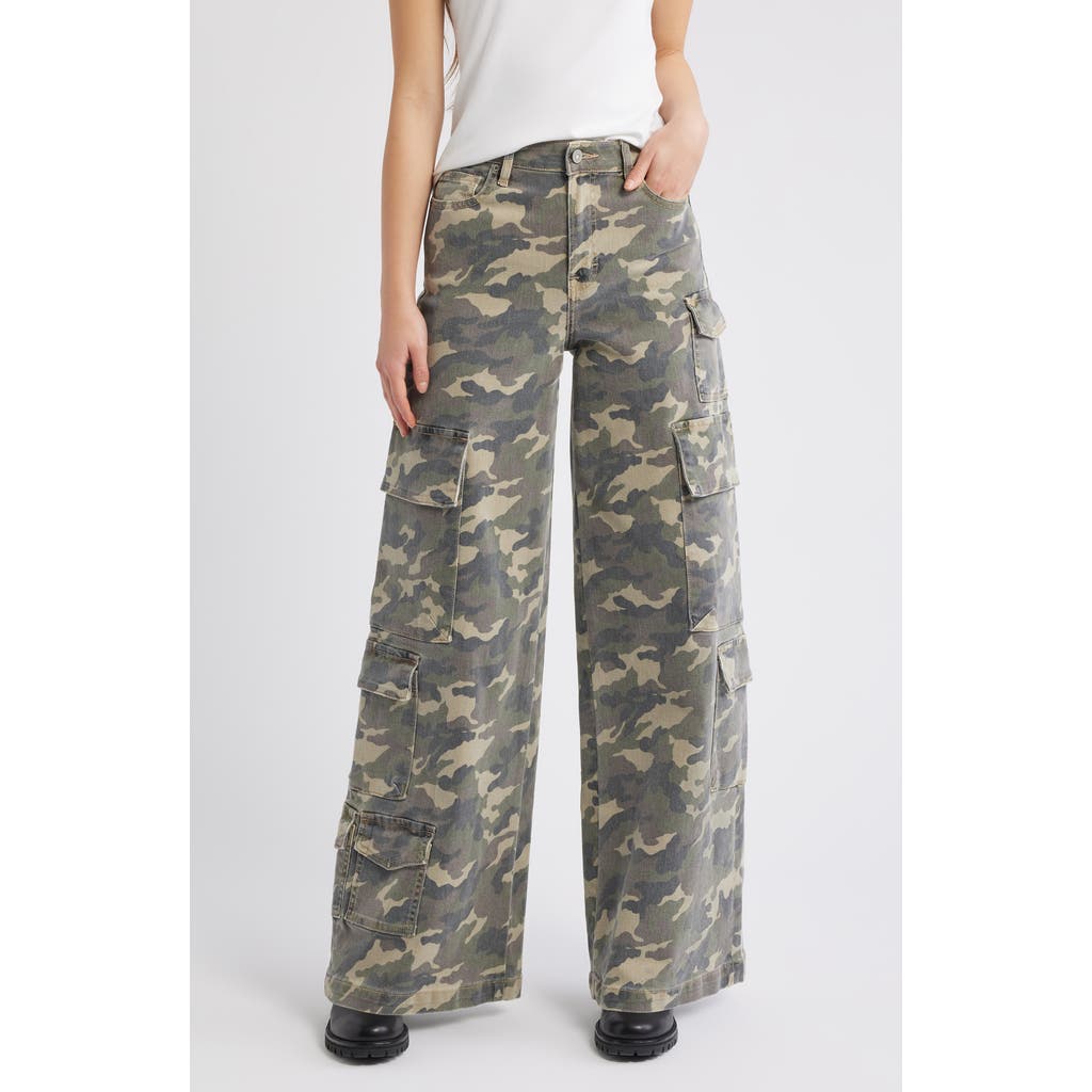 Hidden Jeans Camo Wide Leg Cargo Pants In Multi