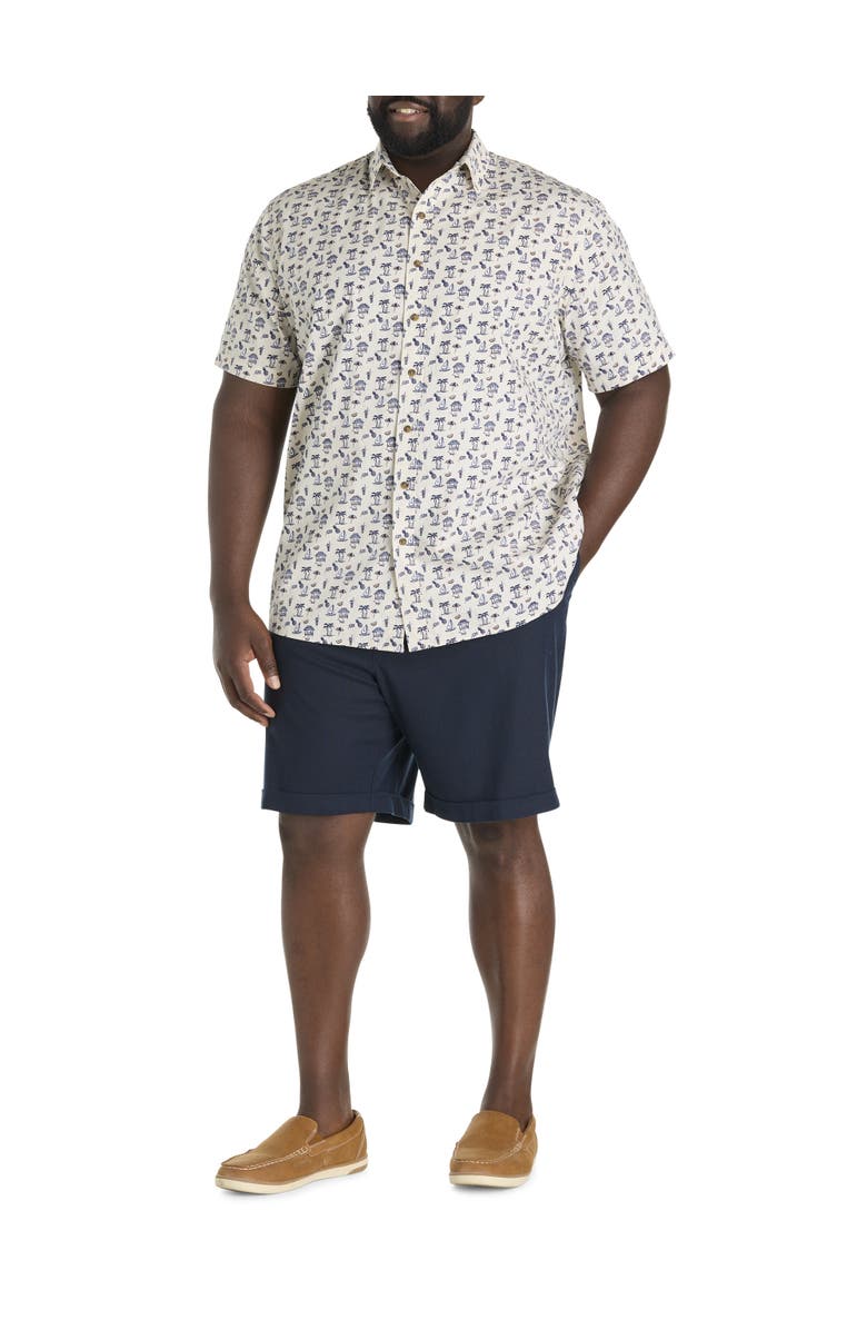 Oak Hill by DXL Big & Tall  Tropical Drink Sport Shirt, Alternate, color, Sea Salt