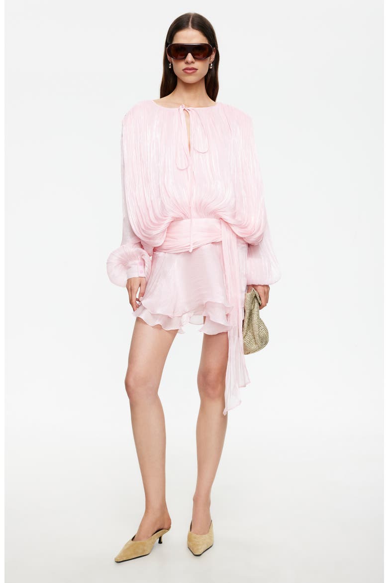 pleated mini dress long sleeve black pleated mini dress Iris Pleated Long Sleeve Mini Black / XS