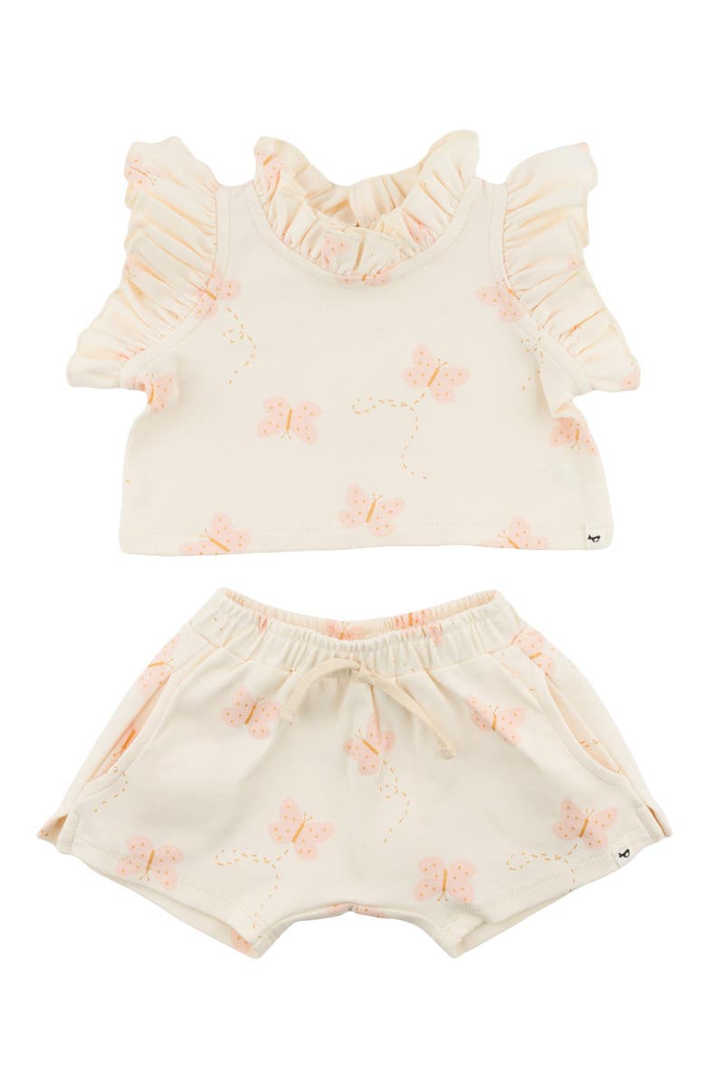 oh baby! Mini Butterflies Pink Lola Top Jamie Short Set, Main, color, Milk