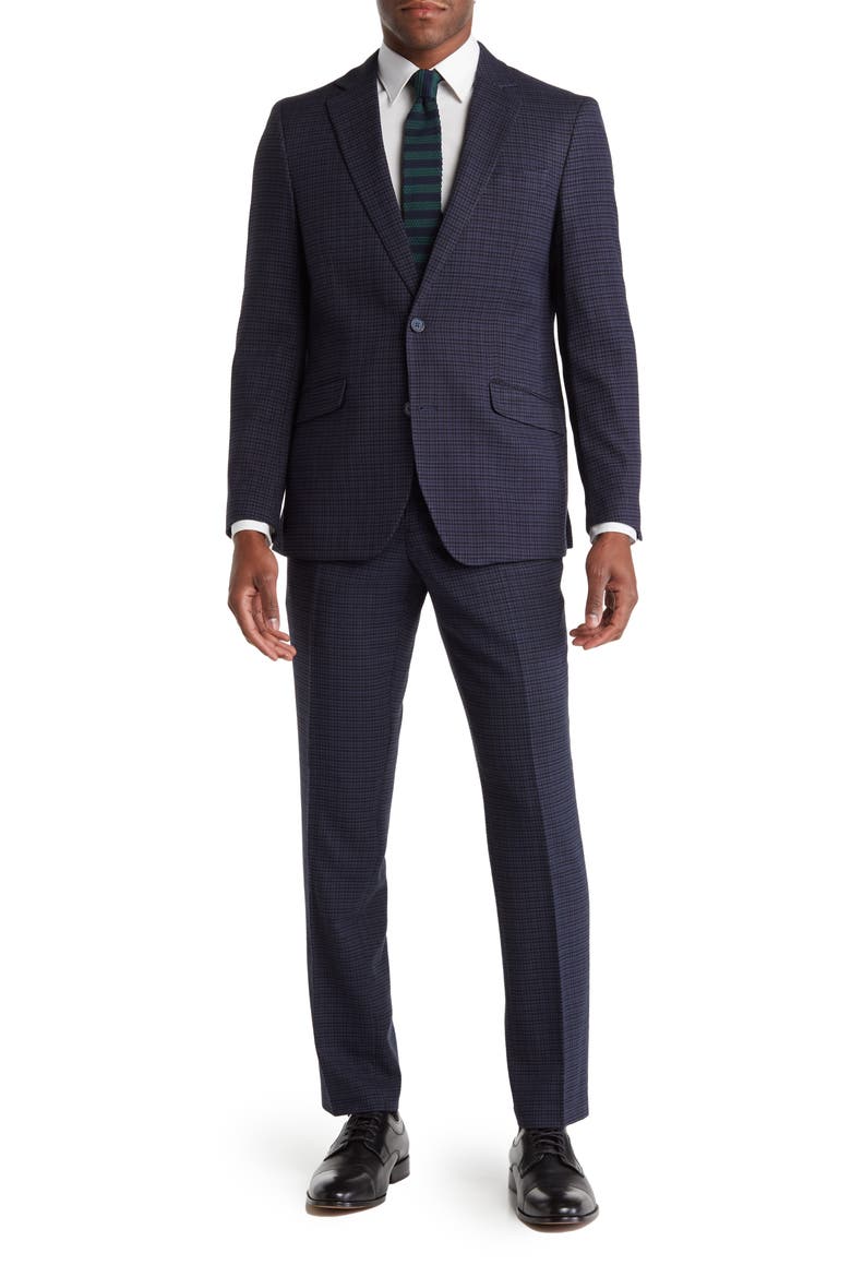 Check Two-Piece Suit, Main, color, BLUE