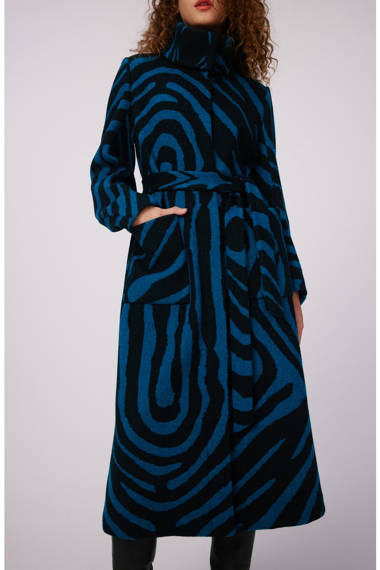 Starsky Zebra Stripe Wool Blend Coat, Alternate, color, ZEBRA INDIAN GREEN LG
