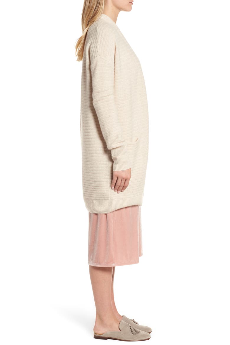 Ribbed Cashmere Cardigan, Alternate, color, HEATHER OATMEAL