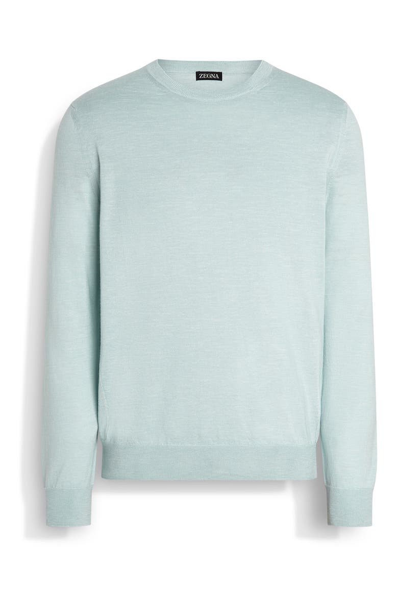 Crossover Silk Blend Crewneck Sweater, Alternate, color, AQUA