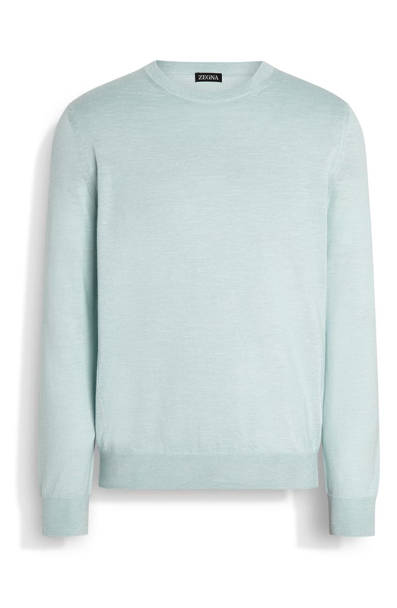 ZEGNA Crossover Silk Blend Crewneck Sweater, Alternate, color, Aqua