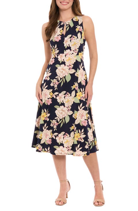 Floral Print Sleeveless Dress (Petite)