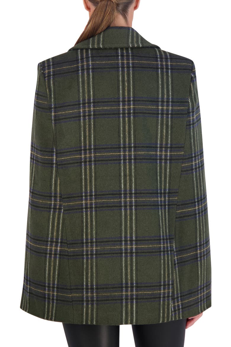 Plaid Cape Jacket, Alternate, color, OLIVE/ CAMEL