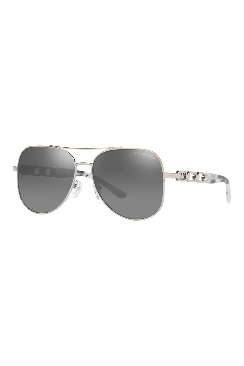 Chianti 58mm Aviator Sunglasses, Alternate, color, SILVER