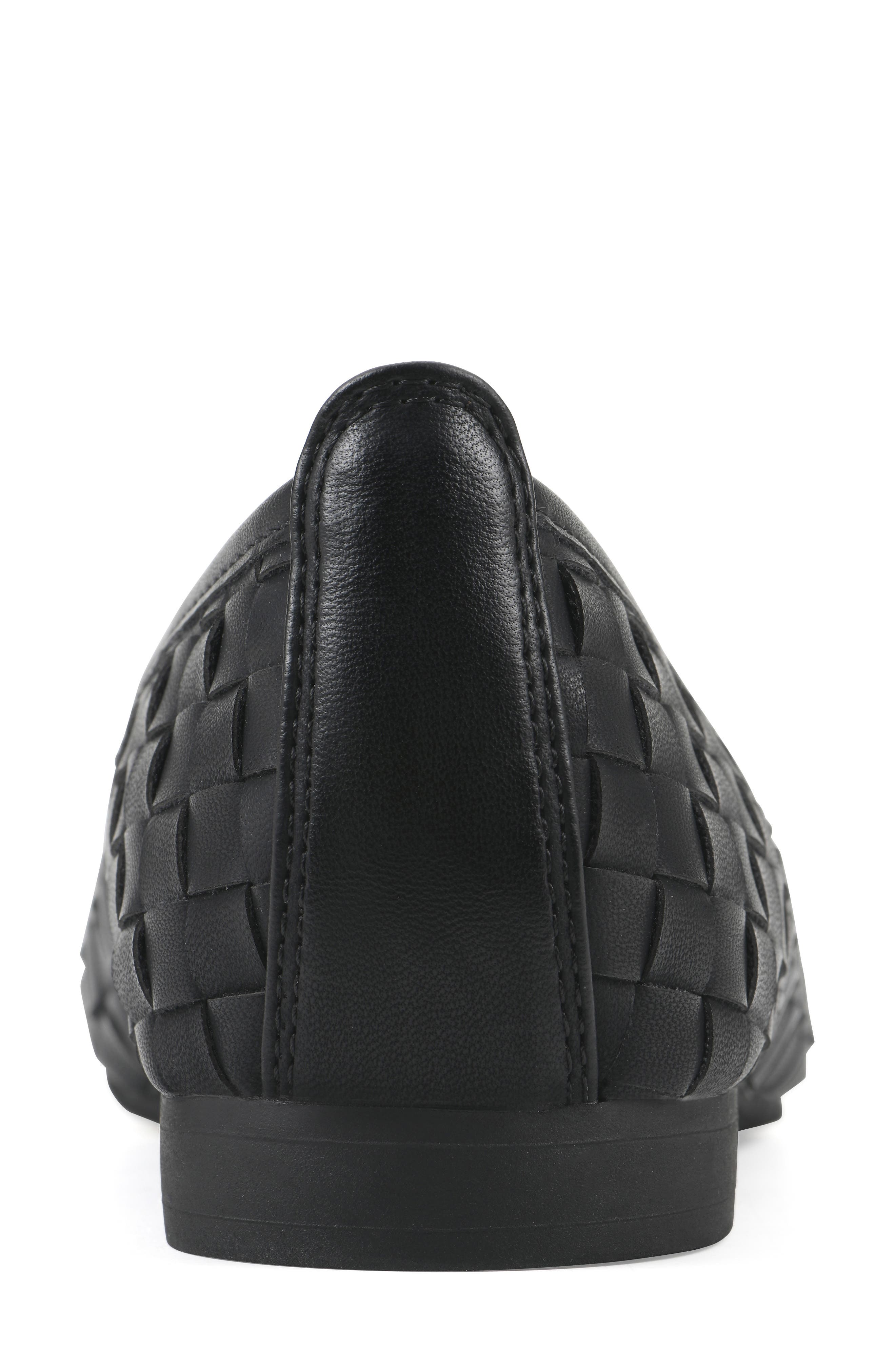 White Mountain Footwear Boccie Woven Leather Ballet Flat, Alternate, color, Black/ Burnish/ Smooth