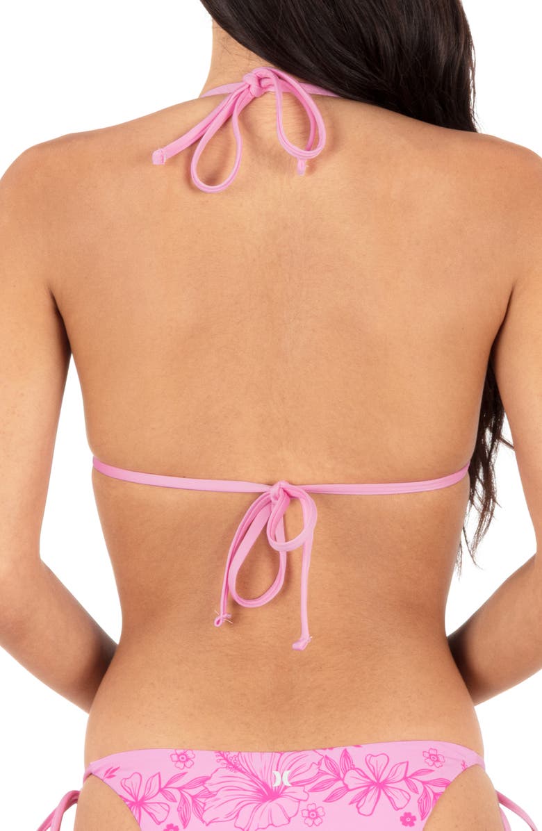 Hurley Tropical Blooms Triangle Bikini Top, Alternate, color, Bright Plumeria / Hula Pink