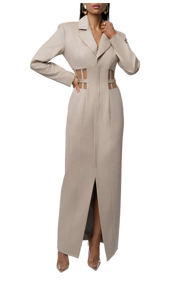 JLUXLABEL Toffee Haze Suede Dress, Alternate, color, Beige